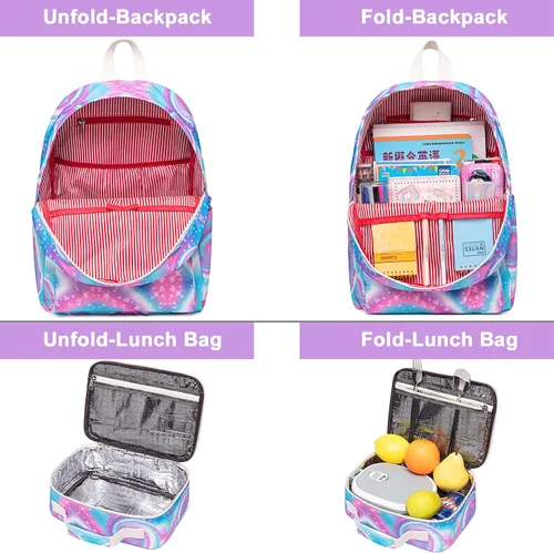 Miniatura 3 de CAMTOP Juego de morral y lonchera para niñas de preescolar y primaria