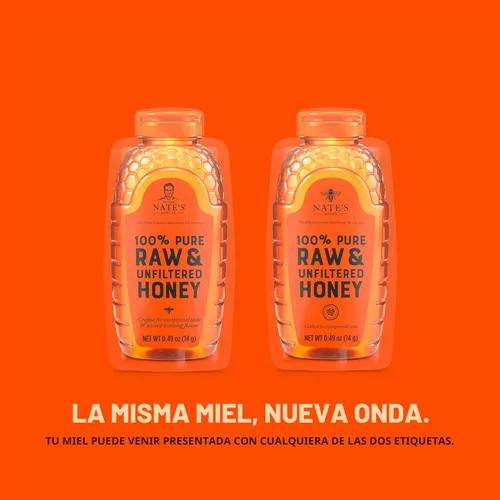 Miniatura 3 de Nate's Honey Minis - Miel de una sola porción 100% pura, cruda y sin filtrar, rellenos de calcetines navideños, paquetes de 0.49 onzas, caja de 20
