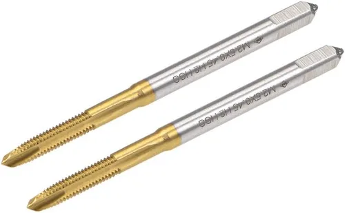 Miniatura 10 de uxcell Tapón de rosca de punta en espiral M2 x 0.4 rosca, roscas de tierra H2 3 flautas, acero de alta velocidad HSS 6542, recubierto de titanio