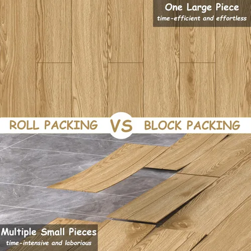 Miniatura 3 de Freshtour Rollo de piso de vinilo, baldosas de piso de grano de madera para despegar y pegar 23.6" x 393.7"/64 pies cuadrados, piso de vinilo Madera