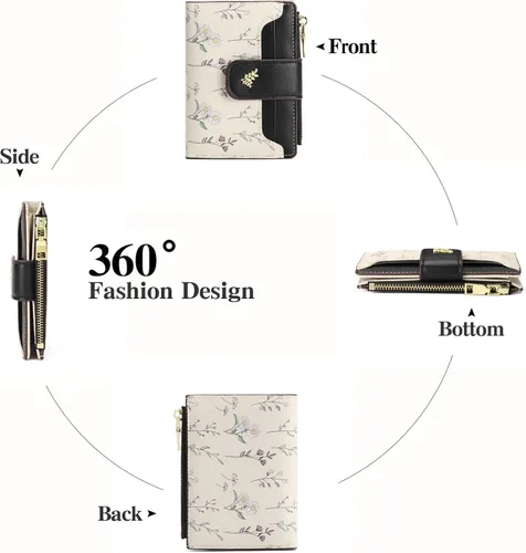 Miniatura 4 de GAEKEAO Billeteras pequeñas para mujer, con bloqueo RFID, de cuero, plegable, con cremallera, bolsillo para tarjetas de crédito, con ventana