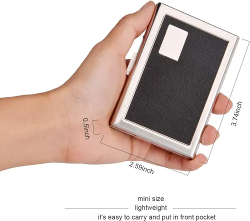 Miniatura 4 de RFID - Tarjetero de acero inoxidable, protector de tarjetas de crédito para hombre y mujer, Negro), EA2702B