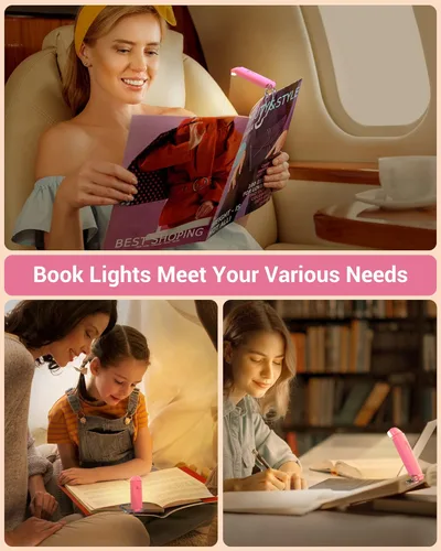Miniatura 8 de DEWENWILS Luz de lectura de libros, recargable por USB, para leer en la cama, luces LED con clip para niños, ratones de biblioteca, bloqueo de luz