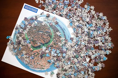 Miniatura 4 de Rompecabezas redondo de 1000 piezas de Venecia, Italia, arte desafiante y educativo para adultos y niños, foto panorámica única de la ciudad
