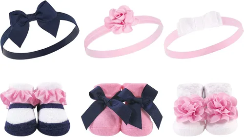 Miniatura 49 de Hudson Baby Conjunto de regalo de diadema y calcetines para niña Flor azul marino rosa