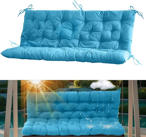 Miniatura 38 de Cojín para columpio de 2-3 plazas, cojines para exteriores con respaldo grueso de 4 pulgadas, almohadilla antidecoloración impermeable para jardín