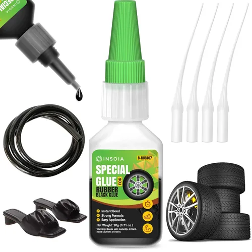 Pegamento de goma negro, 0.71 onzas de adhesivo de goma resistente para neumáticos, tubos, zapatos, plástico, metal y proyectos de bricolaje,