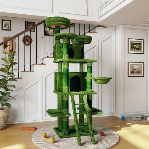 Árbol de gato de 71 pulgadas de alto para gatos grandes, torre de gato resistente de varios niveles con postes rascadores de sisal y condominio