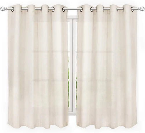 Miniatura 19 de Palma - Cortinas semitraslúcidas de lino para dormitorio de 63 pulgadas de largo, cortinas filtrantes de luz, ojales bronce, juego de 2 paneles