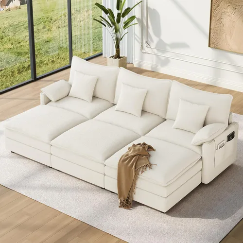 Miniatura 98 de Vesgantti 2 Piece Loveseat & 3 Seater Sofa Set, Modular Cloud Couch, Beige