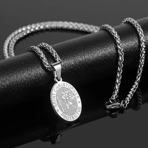 Miniatura 61 de P. BLAKE Collar ovalado de San Cristóbal, Miguel, José, Jude/Virgen María/José/Francisco/Patrick/Anthony/Benedict/Thomas para hombres y mujeres