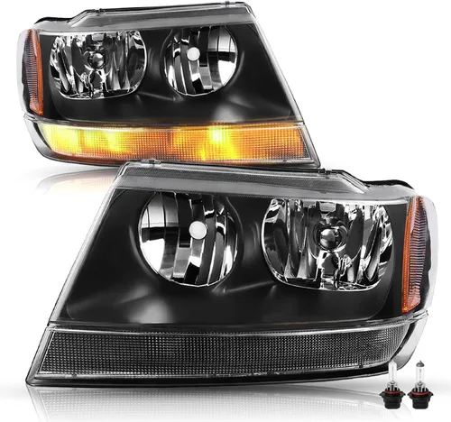 Miniatura 11 de JSBOYAT Conjunto de faros delanteros compatible con Jeep Grand Cherokee 99-04 halógeno de repuesto original para el lado del conductor y del Carcasa