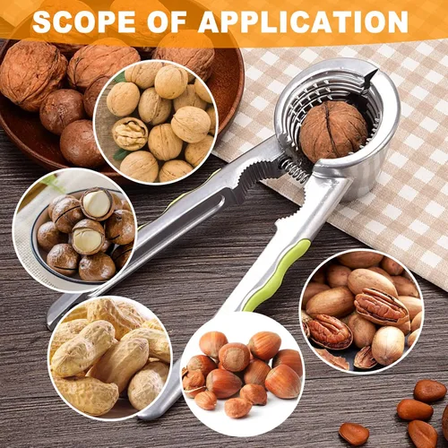 Miniatura 5 de plplaaoo - Alicates de nueces duraderos para nueces, galleta de nueces multifuncional, abridor de galletas de nueces con aguja de nogal y mango