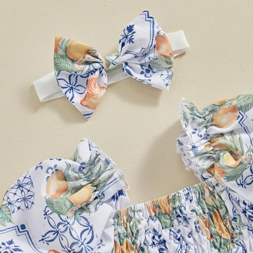 Miniatura 3 de Mameluco de verano para niña, sin mangas, vintage, con burbujas, vestido de mameluco lindo y diadema