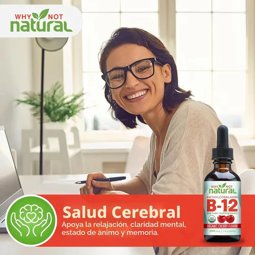 Miniatura 3 de Why Not Natural Líquido orgánico de vitamina B12 – Sublingual Extra Strength 60 x 5000 mcg gotas de metilcobalamina, vegano, maximiza la absorción