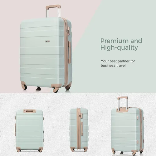 Miniatura 3 de Merax 3 piezas expandible Abs Hardshell Equipaje Sets Spinner Wheel Maleta TSA Lock Suit Case, Gris Verde, Merax 3 piezas expandible Abs Hardshell