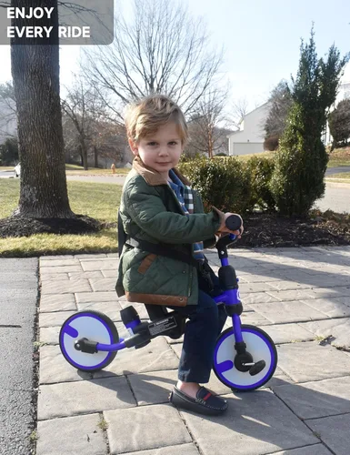 Miniatura 9 de besrey Triciclo para niños pequeños con rueda de repuesto, bicicleta para niños de 1 a 3 años, triciclo 5 en 1 para niños con asa de empuje