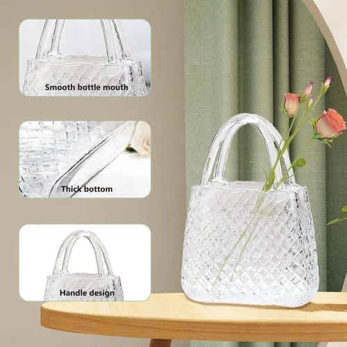 Miniatura 6 de Florero de cristal, florero transparente para centros de mesa de boda y decoración de mesa/11.4 x 8.1 x 3.5 pulgadas