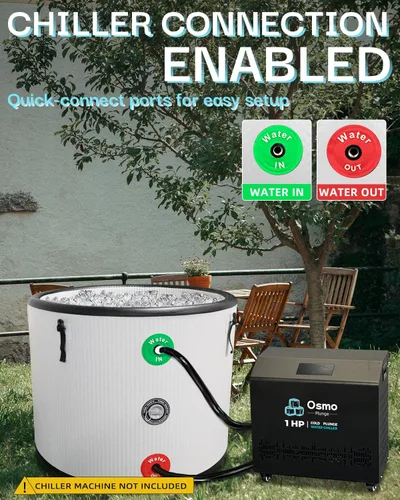 Miniatura 6 de Bañera de hielo inflable para atletas, compatible con enfriador de agua, bañera de inmersión fría para recuperación con tapa aislada, hoja de tierra