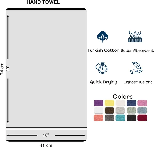 Miniatura 6 de Hawmam Linen Paquete de 4 toallas de mano color gris frío, algodón turco de 16 x 29 pulgadas, suaves, toallas pequeñas para baño