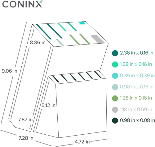 Miniatura 5 de Coninx Bloque de cuchillos de cocina de madera de goma, soporte para cuchillos de 15 ranuras, organizador de cuchillos de madera de calidad