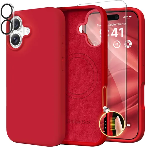 Miniatura 137 de GolbinBox Funda magnética para iPhone 17, compatible con MagSafe, cubierta de silicona integrada para control de cámara, funda de silicona líquida a
