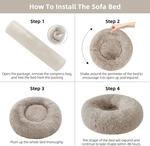 Miniatura 6 de Nisrada Cama para perros pequeños, medianos y grandes, 20 pulgadas, relajante, lavable, redonda, acogedora, suave, cama para mascotas para cachorros