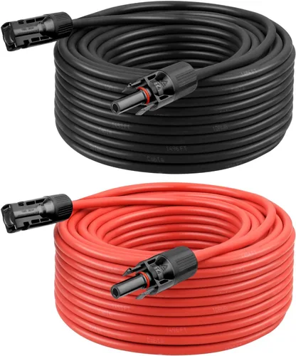 Miniatura 7 de Cable de extensión solar de 10 AWG de 2 pies negro + 2 pies de rojo, cable de panel solar de calibre 10 macho a hembra, alambre de cobre estañado
