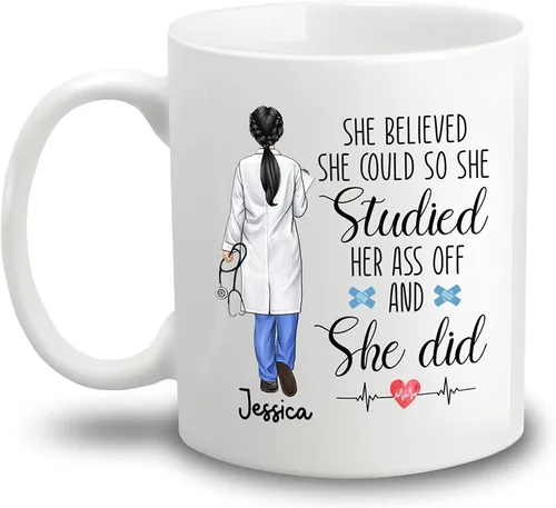 Miniatura 10 de Taza de café con nombre personalizado para médicos, taza de café personalizada para médicos, regalo para hombres, hombres, doctores, estetoscopio