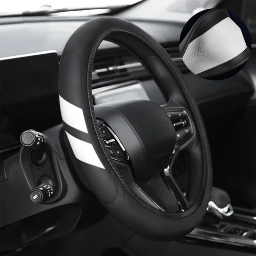 Miniatura 8 de Funda de cuero para volante compatible con Ram 1500 Silverado GMC Sierra 1500 (1500-rojo)