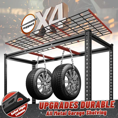 Miniatura 5 de REIBII Estantería de garaje de 6 niveles, estantes de almacenamiento de 3600 libras, estantería de metal ajustable y resistente, estante