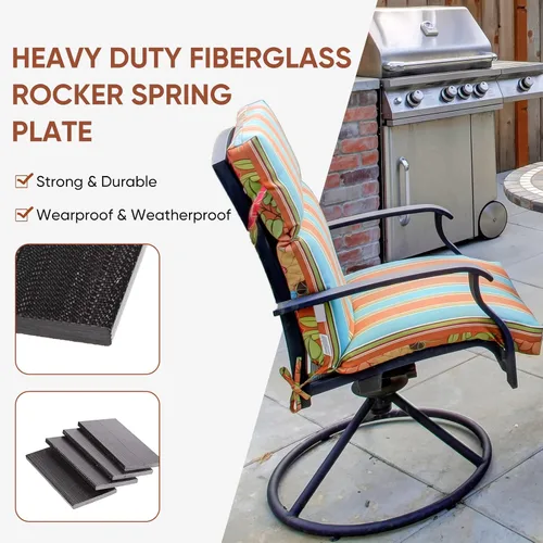 Miniatura 6 de Tondiamo 10 placas de resorte para silla de patio, placas de resorte giratorias negras de fibra de vidrio, piezas de repuesto para muebles