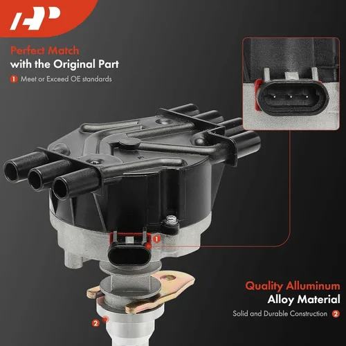 Miniatura 3 de A-Premium Distribuidor de encendido con tapa y rotor - Compatible con vehículos Chevy, GMC, Isuzu y Olds - 4.3L V6 - Silverado 1500, Express, Sierra
