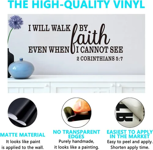 Miniatura 2 de Calcomanías de pared con versículos bíblicos para dormitorio: Citas cristianas inspiradoras para sala de estar, calcomanías de arte de vinilo
