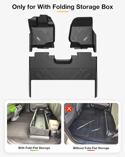 Miniatura 3 de 3W Tapetes para piso y alfombra delantera para Ford F150 / F-150 Lightning SuperCrew Cab 2015-2025, forro para piso TPE todo clima resistente