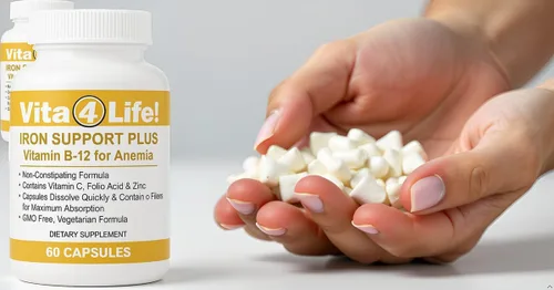 Miniatura 9 de Vita4Life!® Suplemento de hierro para apoyo diario Formulado para absorción Suave con el estómago Sin rellenos con vitamina C y B12
