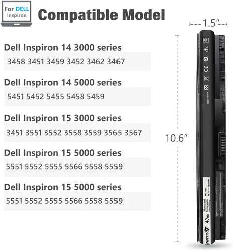 Miniatura 2 de M5Y1K - Batería para portátil Dell Inspiron 14-3000 14-5000 15-3000 15-5000 Series 3451 3458 3551 3552 3558 5451 5551 5552 5555 555 555 558 5 559