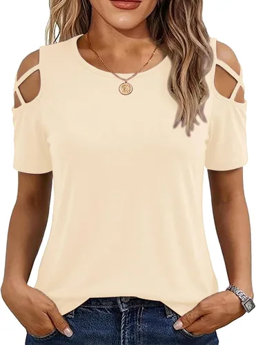 Jar of Love Camisetas de manga corta para mujer con hombros descubiertos Tops de primavera y verano ajustadas túnica 2026