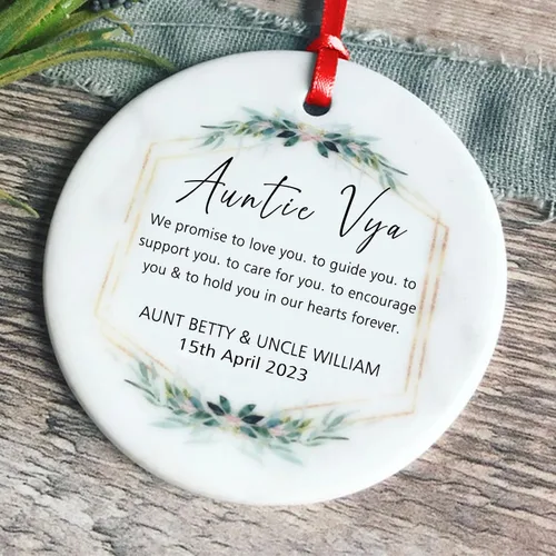 Miniatura 6 de Recuerdos personalizados de adorno de Navidad para bebé, regalos de bebé que llegan, adornos de cerámica para árbol de Navidad, adornos de primera