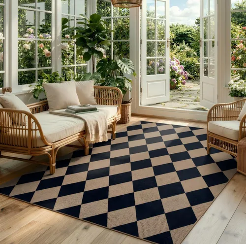 Miniatura 42 de Lahome Alfombra de yute a cuadros fácil 2'x3', alfombra pequeña para entrada, antideslizante, alfombra para la puerta delantera de la cocina