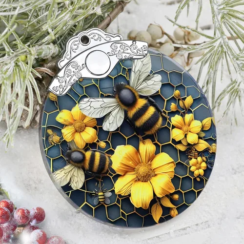 Miniatura 4 de Decoración navideña de abejas, adornos para árbol de vitrales, regalo de Navidad para amigos, familiares, compañeros de trabajo