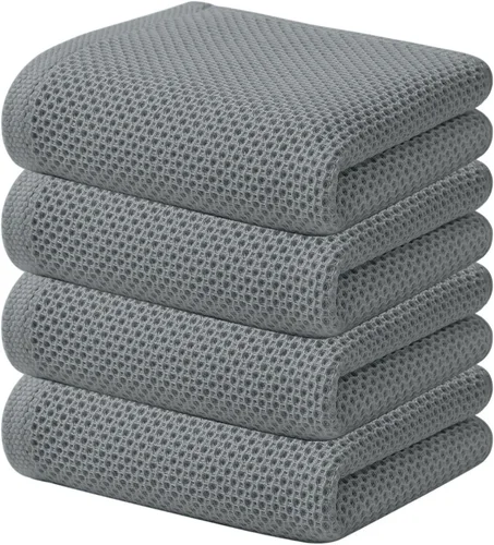 Miniatura 181 de Kitinjoy - Paños de cocina de 100 % algodón, tela de tejido gofrado, paño de limpieza ultrasuave, absorbente y de secado rápido. Gris Oscuro