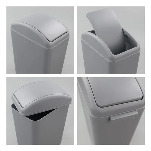 Miniatura 3 de Cubo de basura de plástico de 4.2 galones con tapa, cesta de basura cubierta con tapa abatible, color gris