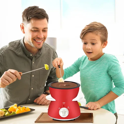 Miniatura 6 de Juego de ollas para fondue, mini juego de macetas eléctricas para fundir queso de chocolate, máquina de fondue de chocolate con tenedores