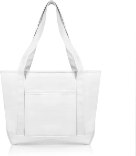 Miniatura 3 de DALIX Bolso de mano diario de algodón premium, Blanco, Talla única