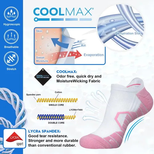 Miniatura 4 de Hylaea Calcetines deportivos para correr, acolchados, absorben la humedad, corte bajo