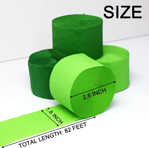 Miniatura 3 de AOODOOM Serpentinas de papel crepé, 4 rollos de 328 pies, verde claro y verde oscuro, paquete de serpentinas de fiesta para decoraciones
