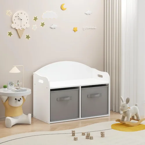 Miniatura 8 de Timy Organizador de almacenamiento de juguetes de madera para niños, con cajones de tela plegables, gabinete de almacenamiento de juguetes