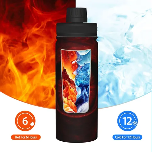 Miniatura 6 de Scarlet Eye Printed Insulated Water Bottle, 18oz Stainless Steel Funny Travel Mug, Leakproof Hot & Cold for Sports, Gym, Hiking