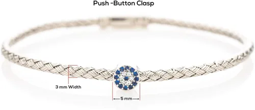 Miniatura 3 de Evil Eye Sterling Silver Bangle Bracelet for Women